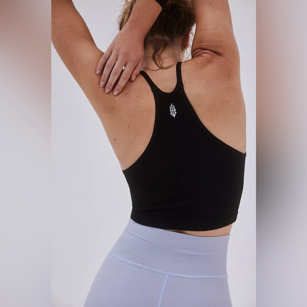 NWOT Free People Movement Happiness Runs Crop Tank In Black